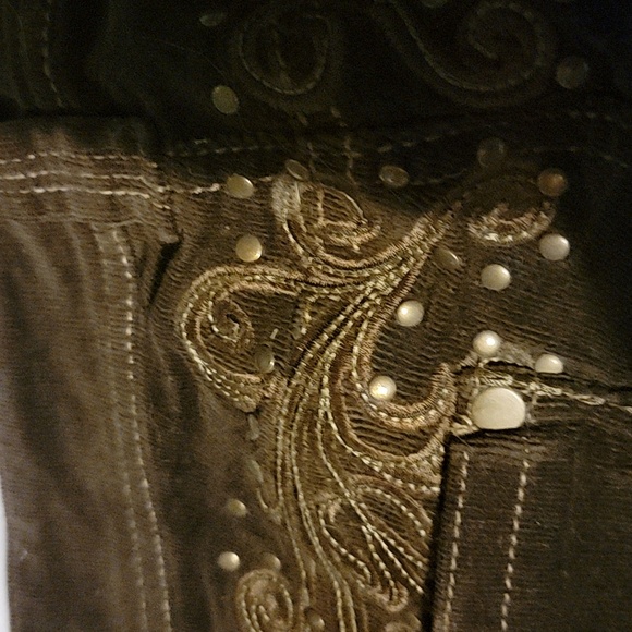 Reba..Brown Decorative Pants Flared Cut size 4 womens - Picture 6 of 8